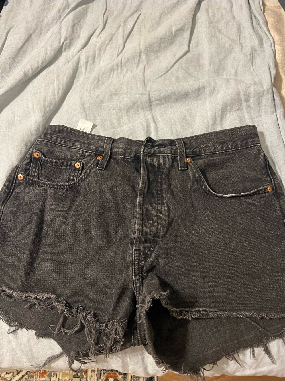 Levi's Black Frayed Denim Cutoff Shorts